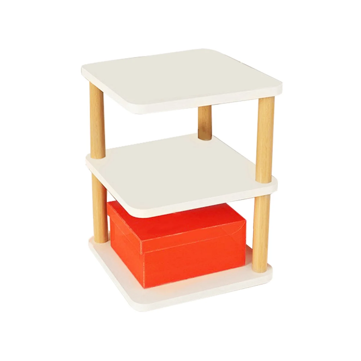 

Fashion Wooden Shoes Storage Rack Space-Saving Shelf Tower Free Standing Entrance Without Tools to Assemble,Warm White