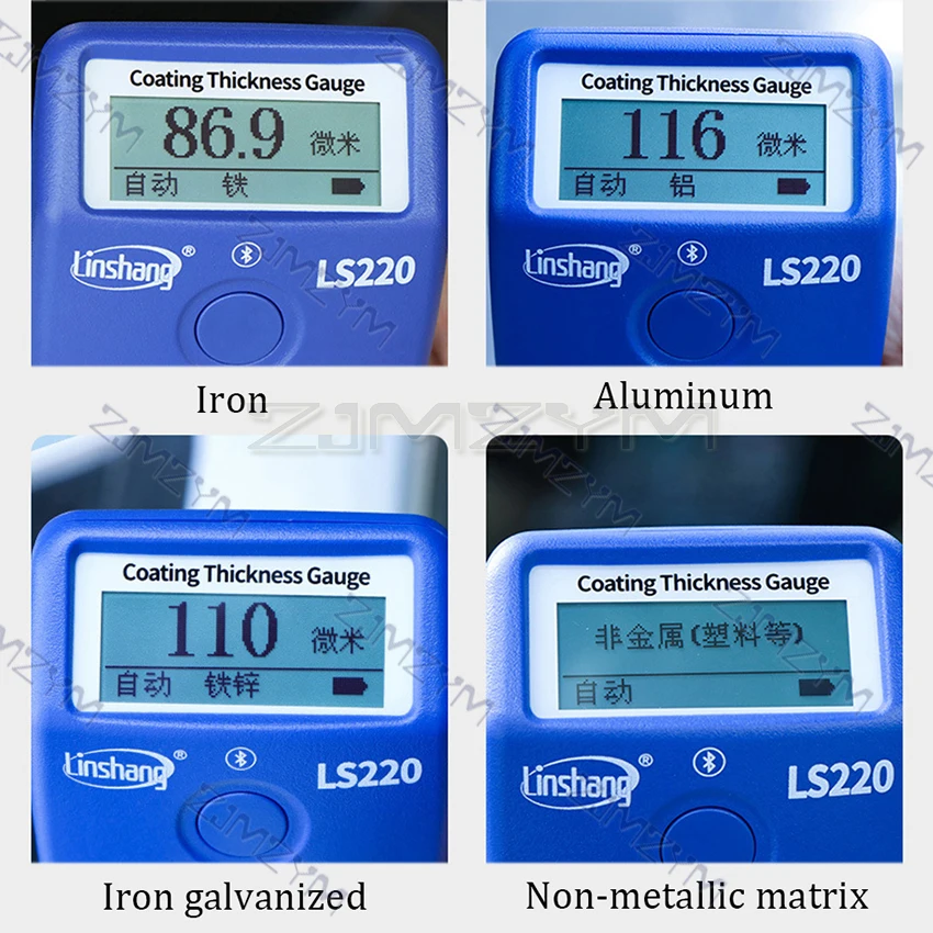 Paint Coating Thickness Tester 0-3500&mu;m 0.1&mu;m Fe NFe Probe Gauge LS220 for Auto Car Paint Film Thickness Gauge-20℃ LCD Screen