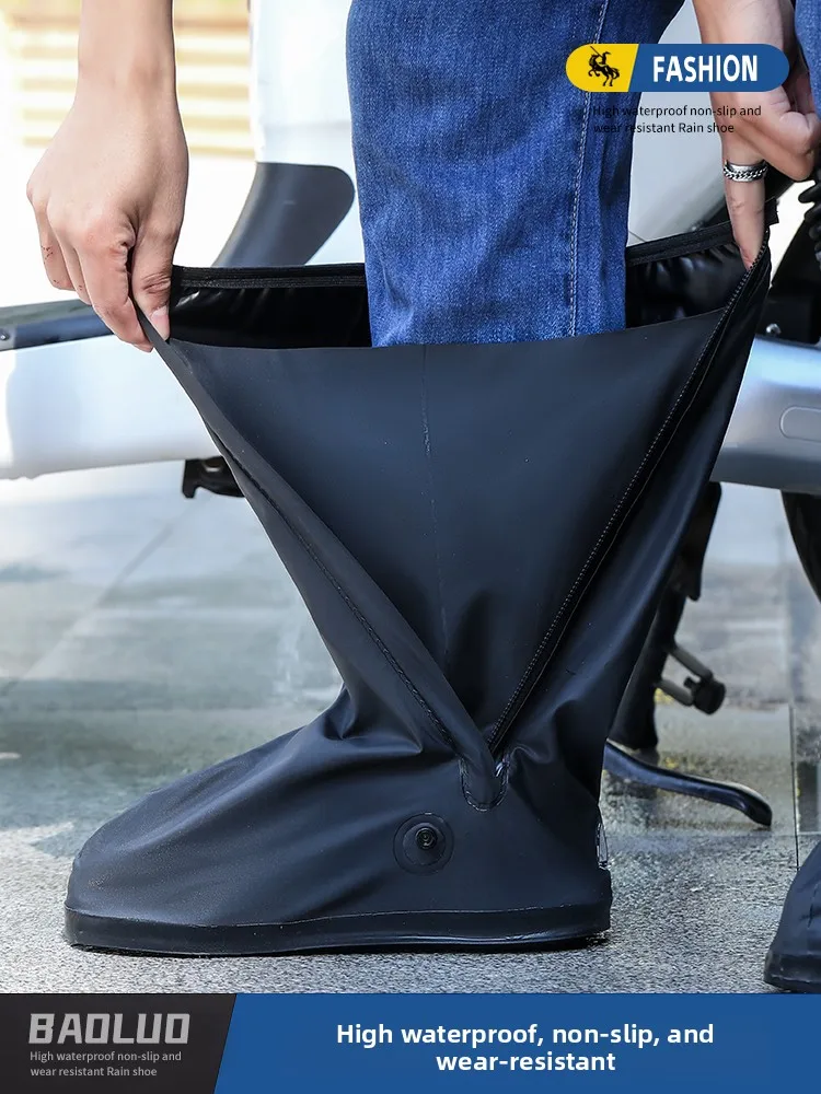 Waterproof Thi High-Tube Rain Boot Covers Anti-Slip Outdoor Men's Women's Large Size Foot Covers Rain Boots for Rainy Days