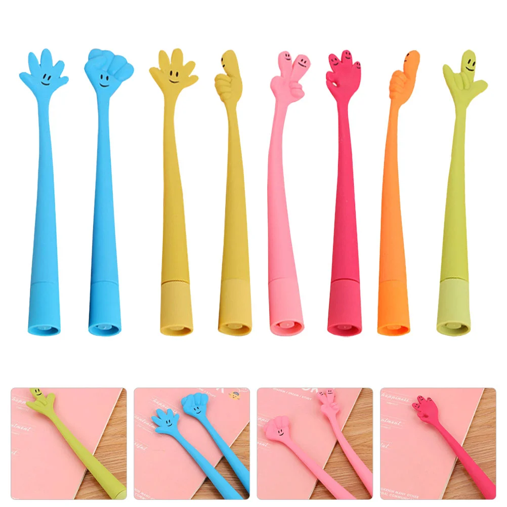 

8Pcs Bendable Ballpoint Pens Bending Hand Gesture Ballpoint Pens Bend Cartoon Silicone Gesture Ballpoint Pen for Student Gift (