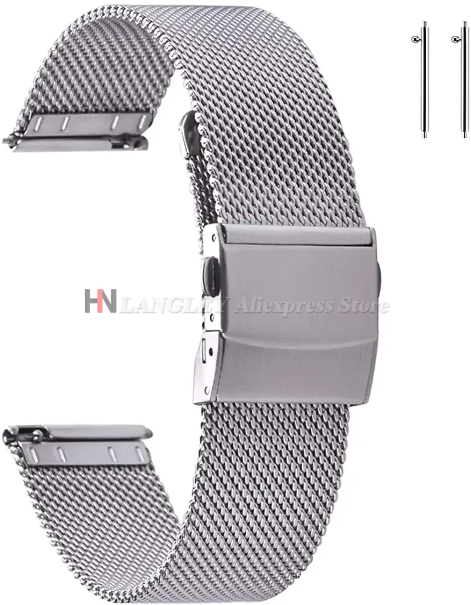 Elegant Stainless Steel Milanese Loop Mesh Watch Strap with Quick Release - Various Sizes Available