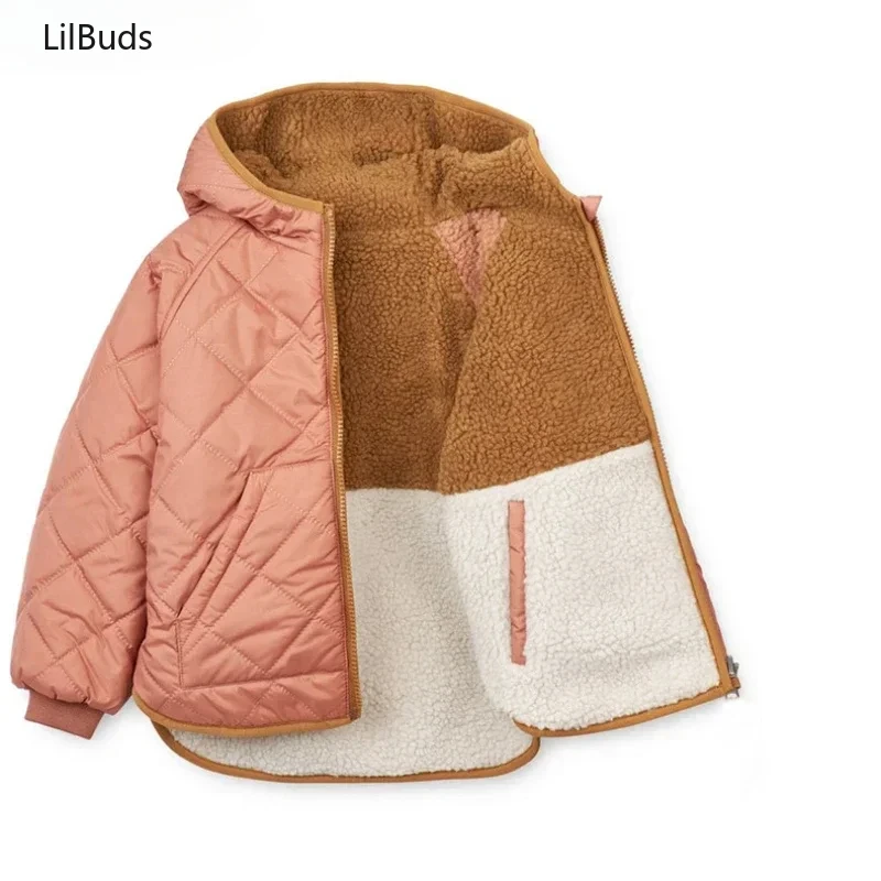 Kids Fashion Casual Winter down Jacket Reversible for Children Clothes Hooded Fleece Zipper Coat Baby Boys Girls Outerwear