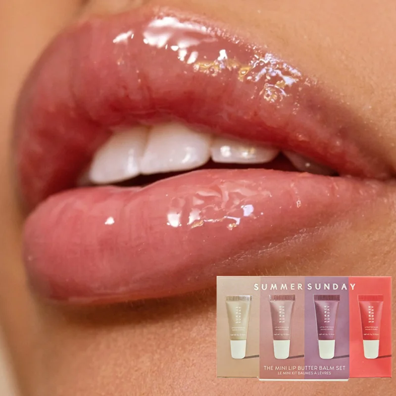 Lip Glaze 4pcs Summer Lip Glaze Set Vanilla Long-lasting Moisturizing Non-sticky High-gloss Color Lipbalm