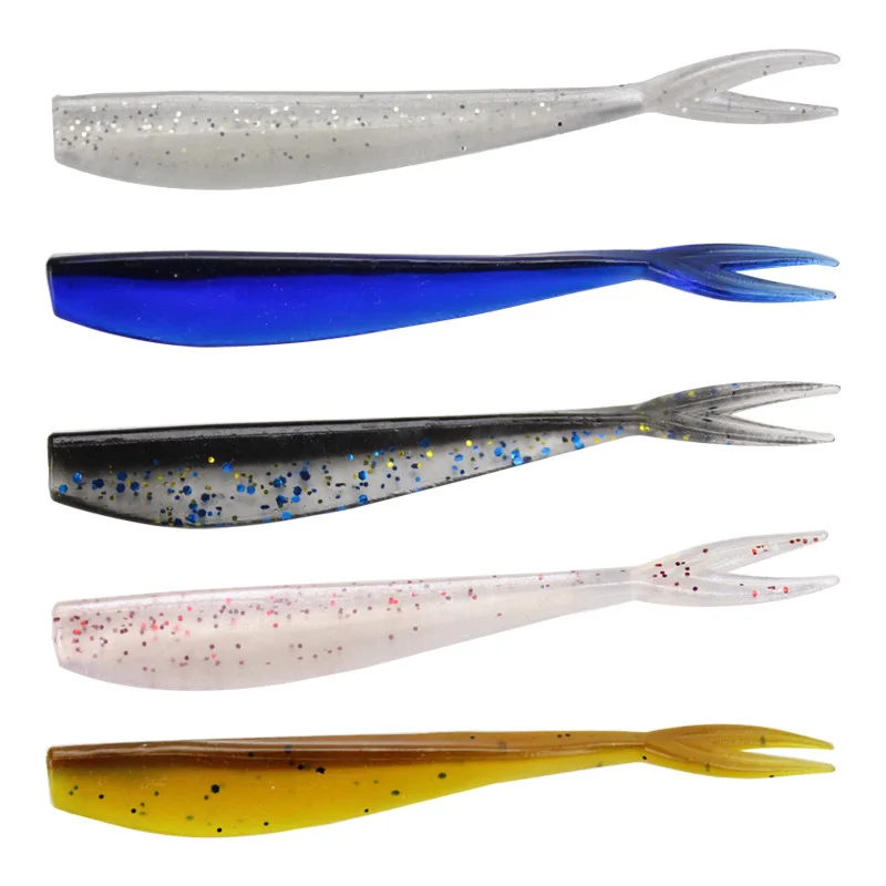 

5pcs/lot Split Tail Design Soft Baits 7cm 1.2g Wobblers Fishing Lure with Glitter Sequins Suitable for fishing lovers