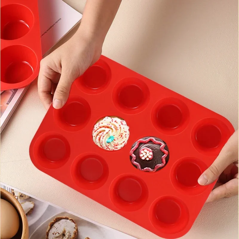 Non Stick Silicone Muffin Pan 12 Cups Baking Tray