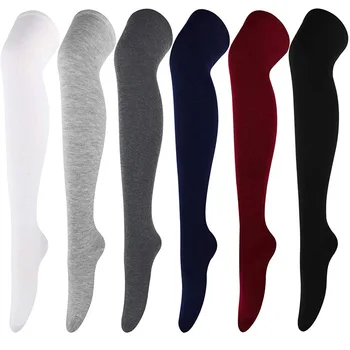 Calze da donna in tinta unita Calze lunghe sopra il ginocchio Calze da ballo per cosplay Calzini da performance Colori classici Leggings Nero Bianco Grigio