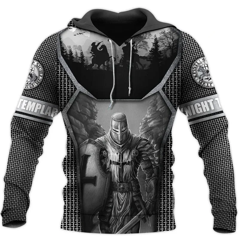 thumbnail image 1 of Sudadera con capucha de los Caballeros Templarios con estampado 3D para hombre, jerseys de gran tamaño con gráfico cruzado, sudaderas con capucha casuales de manga larga, ropa de calle, 1 of 5