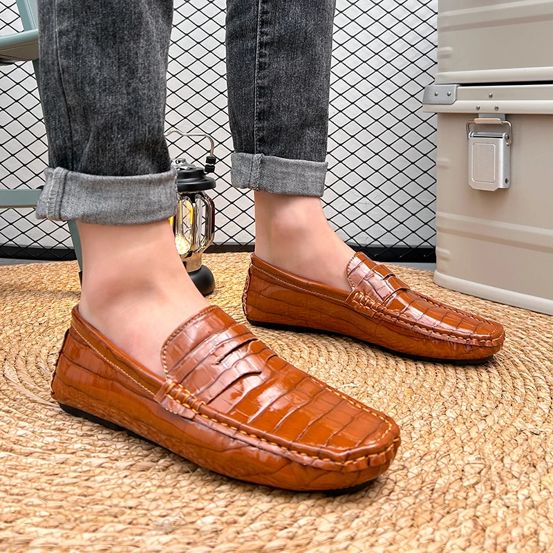 Classic Penny Loafers Men Big Size 38-48 Soft Moccasins Non-slip Driving Shoes Slip on Mens Leather Casual Shoes Business Flats