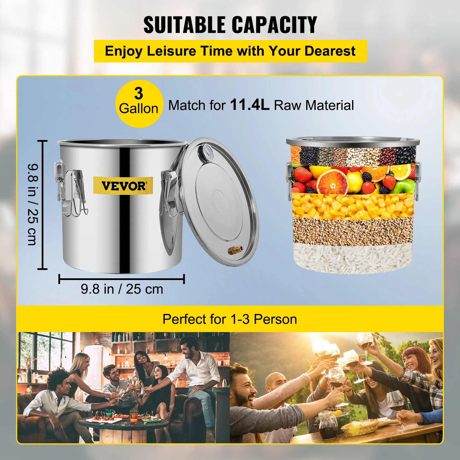 SucceBuy 12L 20L 30L 50L Alcohol Brewing Distiller DIY