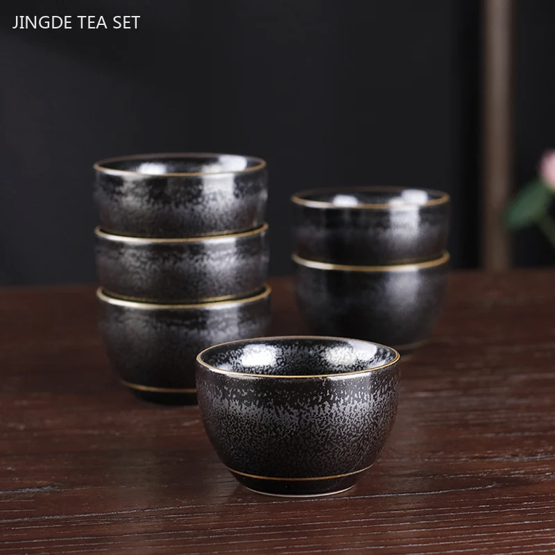 6pcs Traditional Ceramic Tea Set Retro Tea Cup Set Portable Zen Small Tea Bowl Custom Beauty Teacup Chinese Teaware Accessories