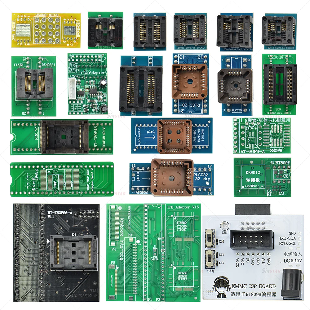 오리지널 RT809H+ 32 어댑터+ 22 in 1 SMD 어댑터 프로그래머 EMMC-Nand 플래시 매우 다용도 Edid 케이블 + EMMC-Nand 케이블