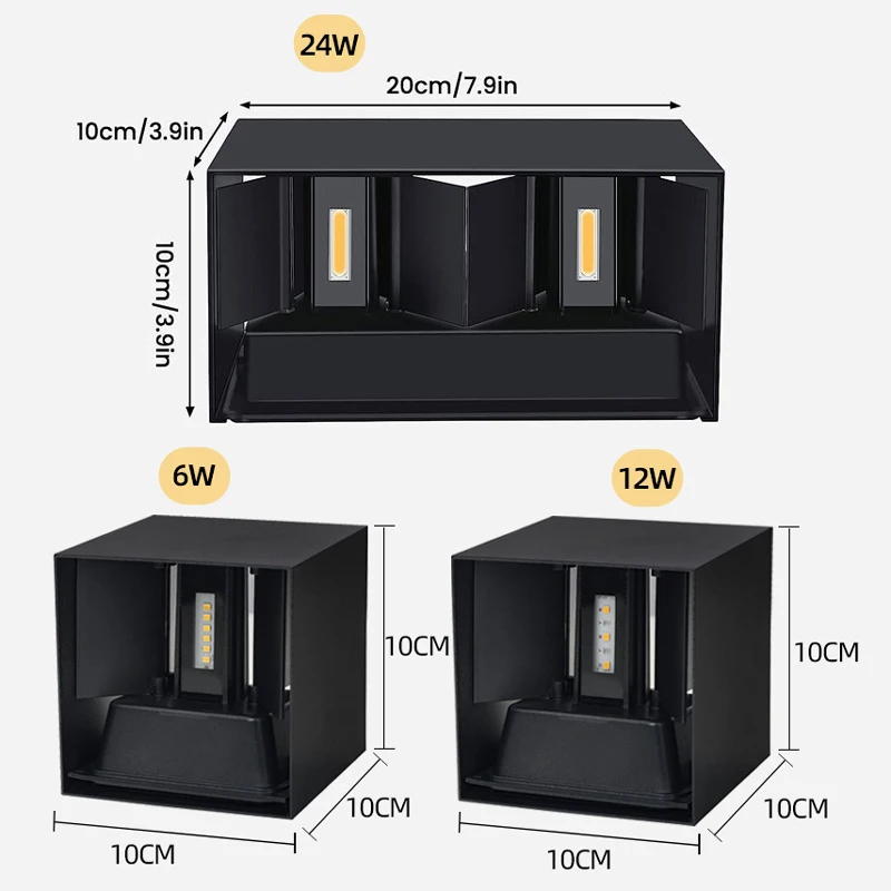 Wall Light LED Wall Lamp Up and Down LED Wall Lamp Waterproof IP65 Interior Wall Light For Living Room Bedroom Stair Corridor 24W Indoor Outdoor Lighting