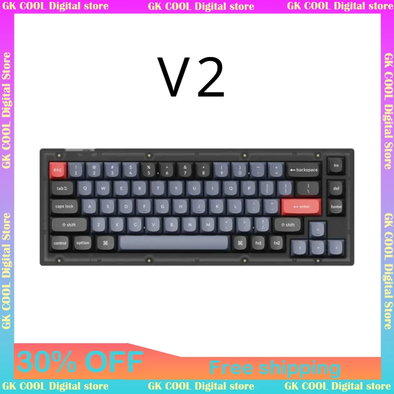 

V2 Wired Custom Mechanical Keyboard QMK Knob Layout 60% Allocation Type-C Wired Double-Shot OSA PBT Keycap Mechanical Keyboard