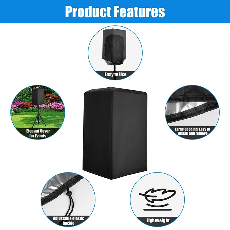 Waterproof Polyester PA/DJ Speaker Stand Covers UV Protection Dustproof Outdoor Cover for 15 Inch Powered 210D Oxford Cloth speaker cover