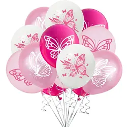 Elegant Butterfly & Balloon Set - Pink, White, and Purple (20 Pcs) for Wedding & Holiday Decor (Pink)