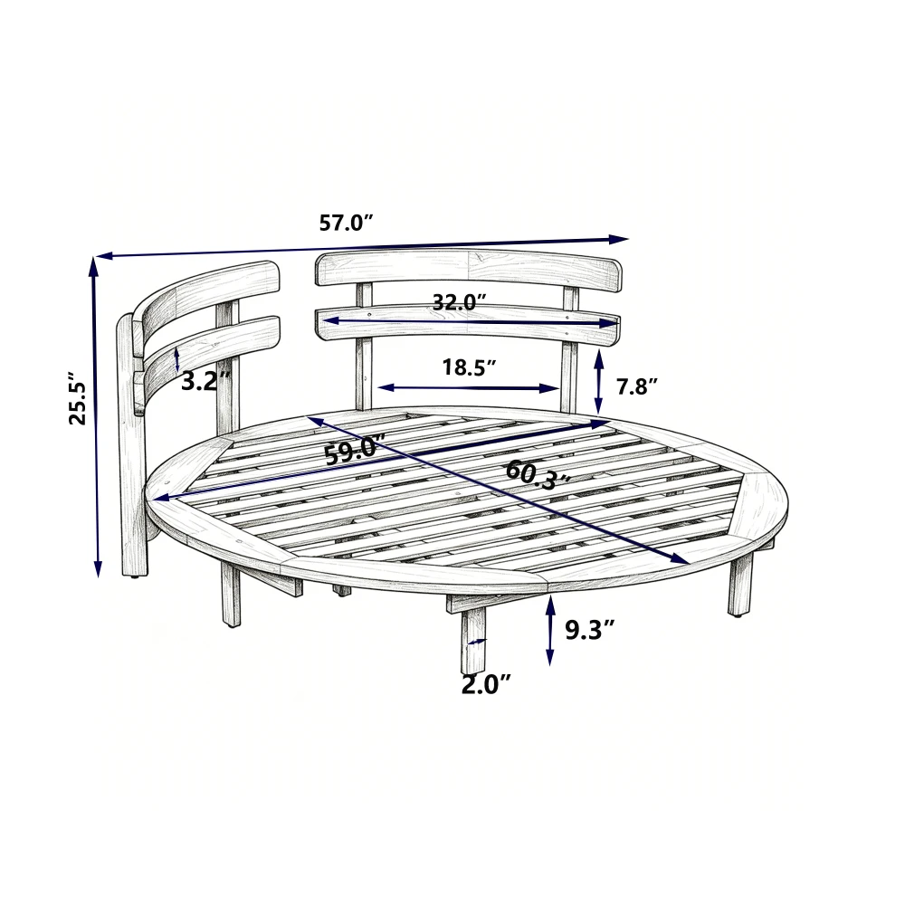 Acacia Wood Round Daybed 6