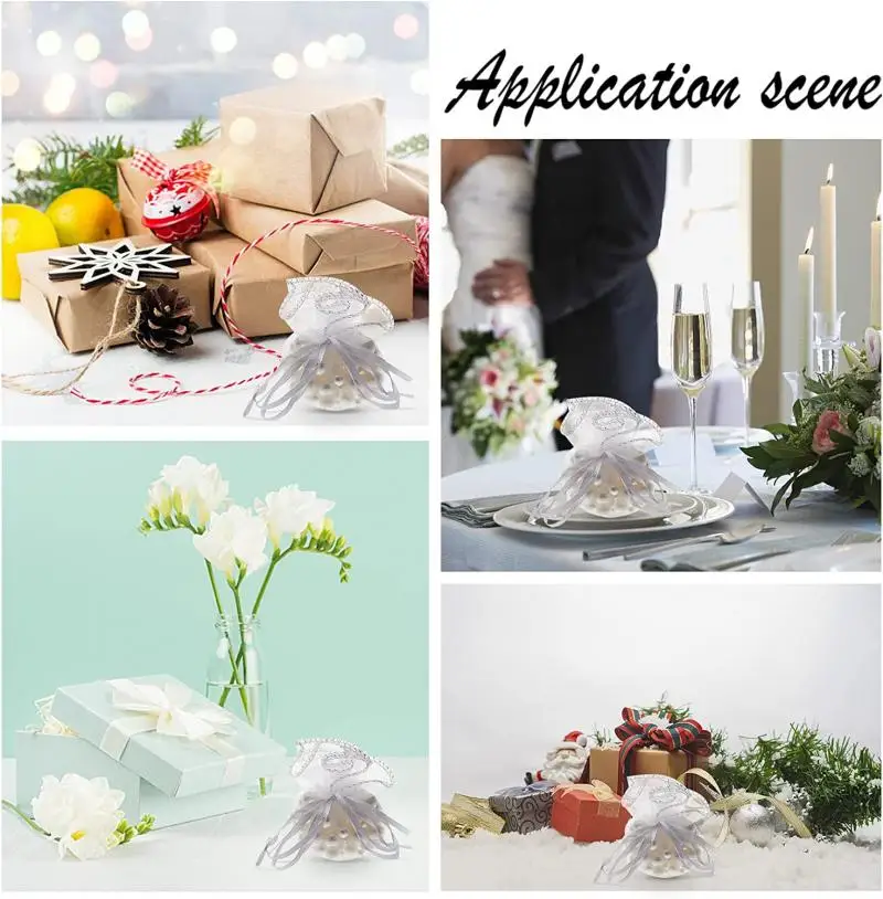 100 Sacchetti In Organza Trasparente Con Coulisse - Diametro 26