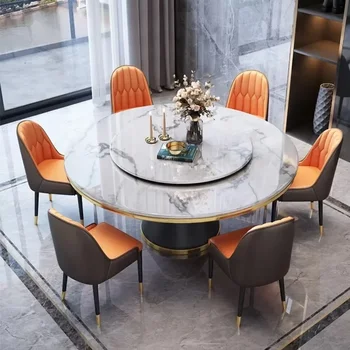 Luxury Dining Table 8 Chairs, Dining Rooms 8 Modern Chairs，Table and Chair Combination Round Table with Turntable - Image 5
