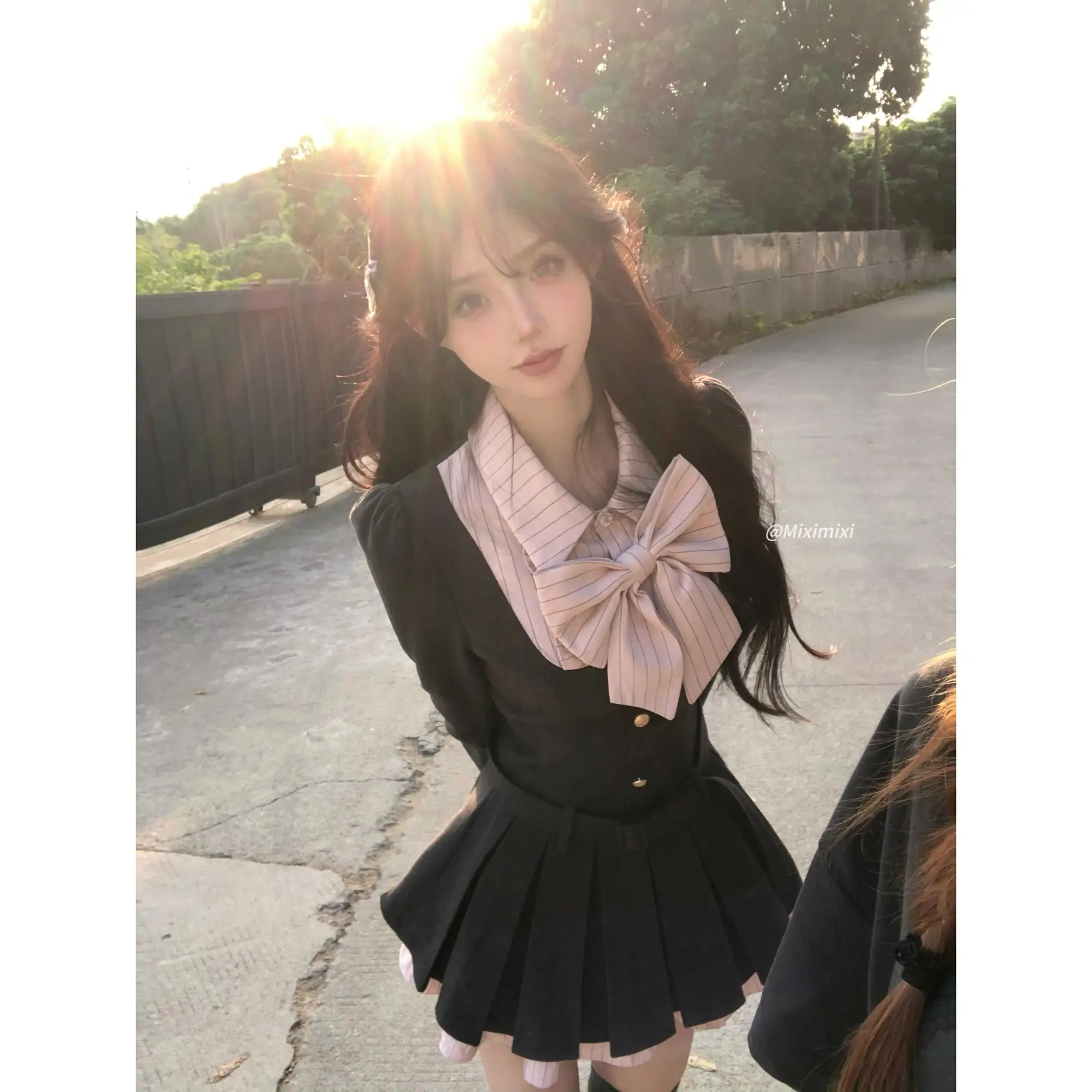 Y2K Blazer Dresses for Women Preppy Style Autumn New Patchwork Long Sleeve Pleated A-line Bow Korean Fashion Female Clothing