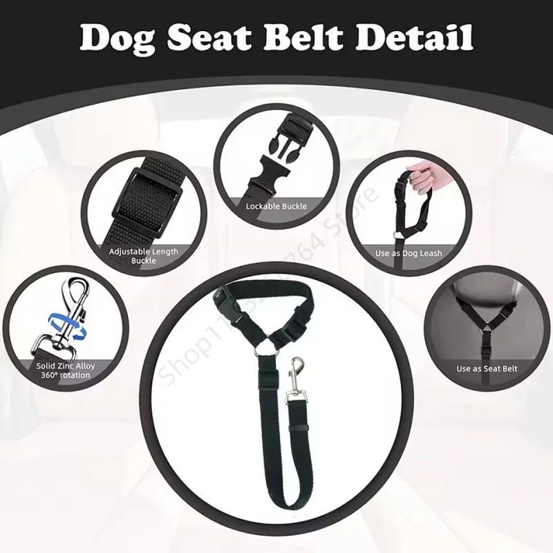 Nylon Pet Car Seat Belt Adjustable Dog Harness Collar