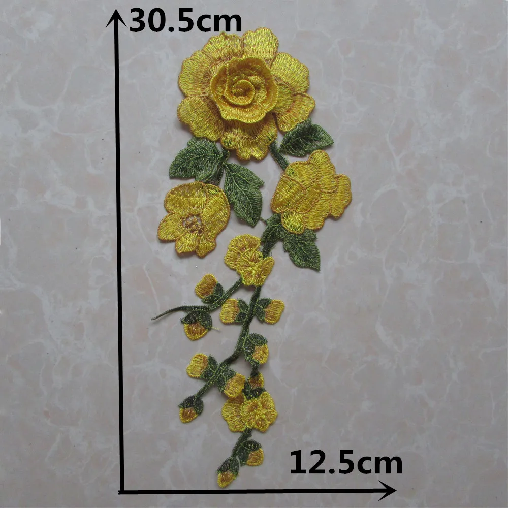 Lace Fabric 3D Rose Flower Embroidery Sewing Laces Collar Polyester DIY Hollow out Craft Materials Dress Accessory