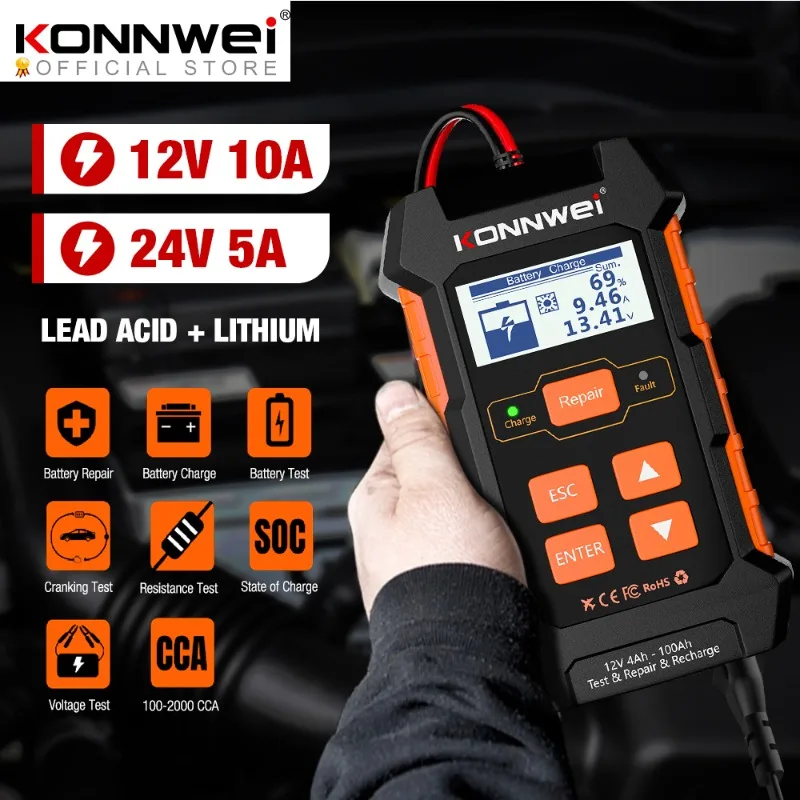 

Новый тестер для ремонта автомобильного зарядного устройства KONNWEI KW520, 10 А, три в одном продукте