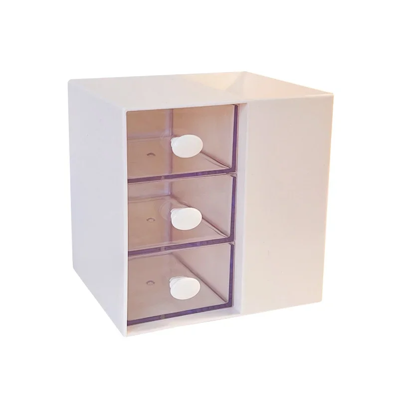 귀여운 INS 서랍 데스크탑 정리함, 이중 레이어 다기능 펜꽂이 메이크업 보관함, 사무실 책상 문구 홀더