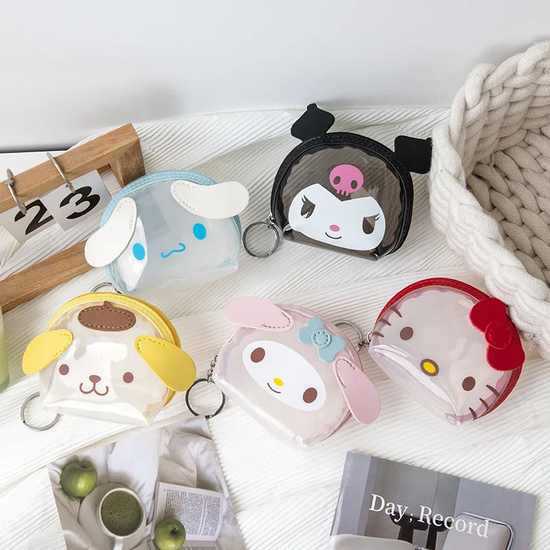 

Милая мультяшная сумка Kuromi Cinnamoroll, милая прозрачная портативная труба, сумка для хранения наушников, кошелек для монет, подвеска, подарок для девушки