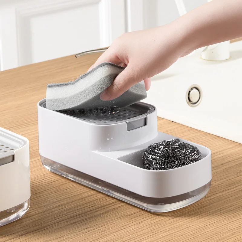 

Soap Dispenser Bottle Automatic Liquid Soap Dispenser Kitchen Sponge Brush Storage Box Manual Soap Dispenser for Kitchen