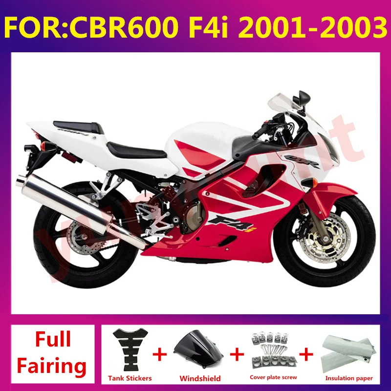 

NEW ABS Motorcycle full Fairing kit fit For CBR 600 CBR600 CBR600F F4i fs 2001 2002 2003 Bodywork fairings Kits set red white