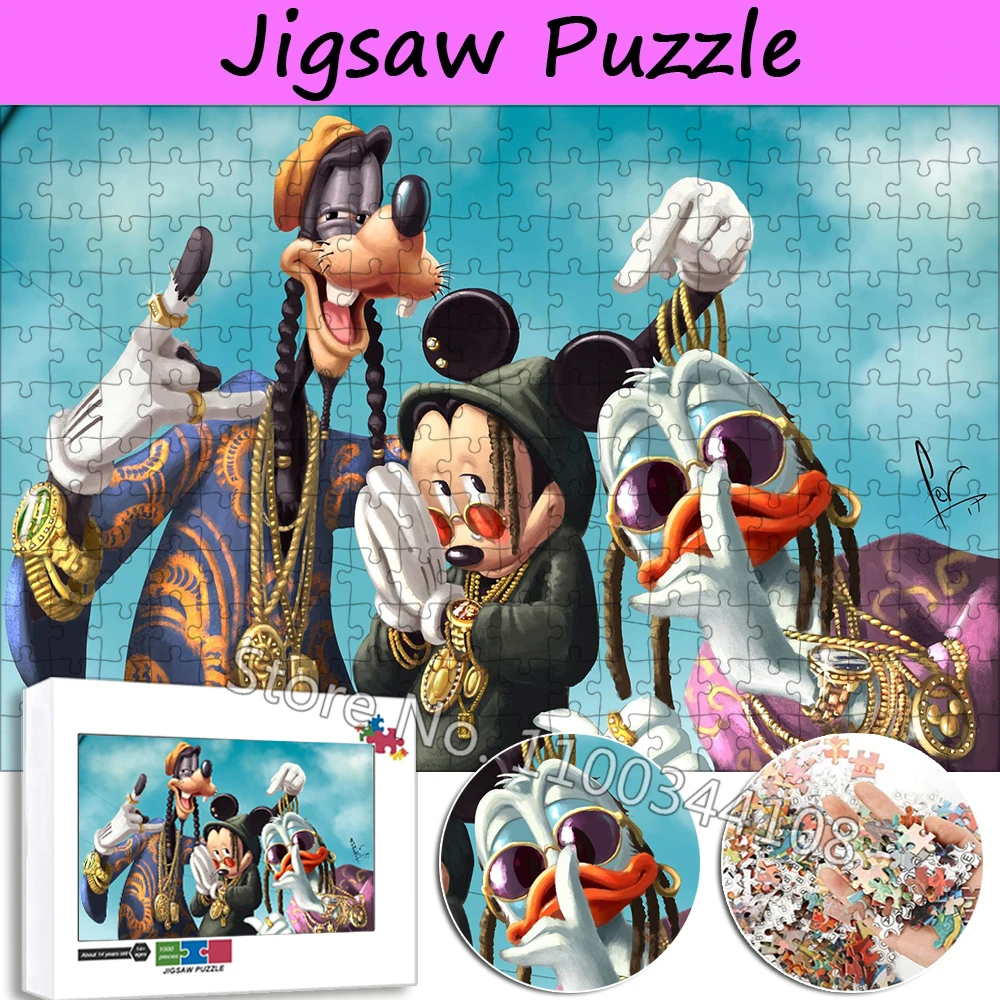 

Disney Cartoon Characters Jigsaw Puzzles Mickey Mouse Donald Duck and Pluto Puzzle for Children's Gift Adult Decompression Toys