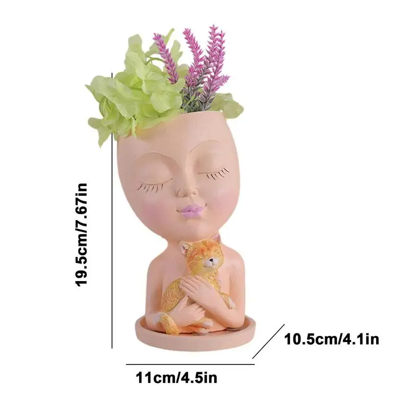 Tête de pot de fleur succulente en résine pour jardin, vase domestique mignon et amusant pour étagères, rebords de fenêtre, balcons, cuisines