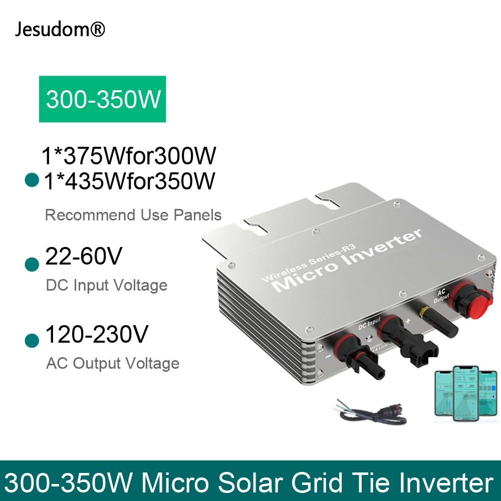 DEWIN Solar-Mikro-Wechselrichter 350W 230V – MPPT Produktbild-Vorschau 2