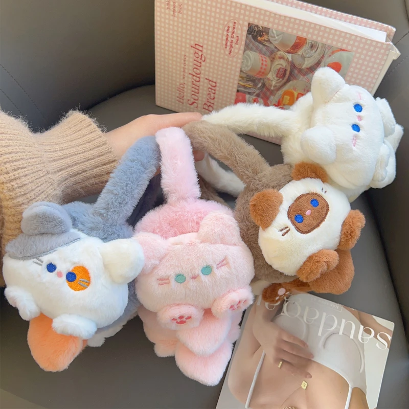 Cartoon Rabbit Winter Warm Earmuffs for Children Girls Plush Thick Soft Ear Cover Ear Protection Warmth Muffs for Women Kids