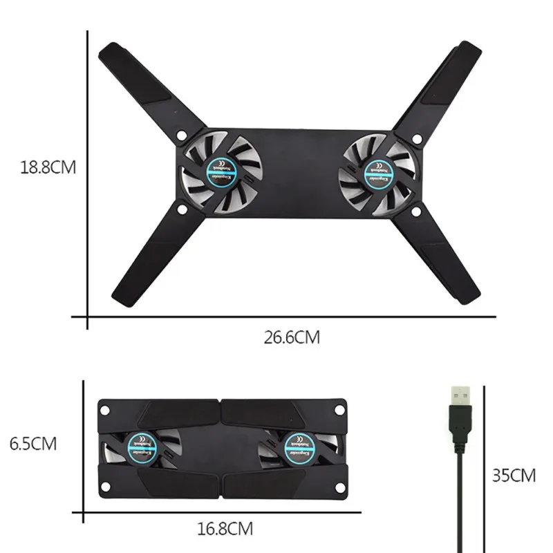2 Fan Air-cooling Cooler Bracket Laptop Pad USB Powered Cooling For Universal 7 15" Notebook Stand_voghion.com