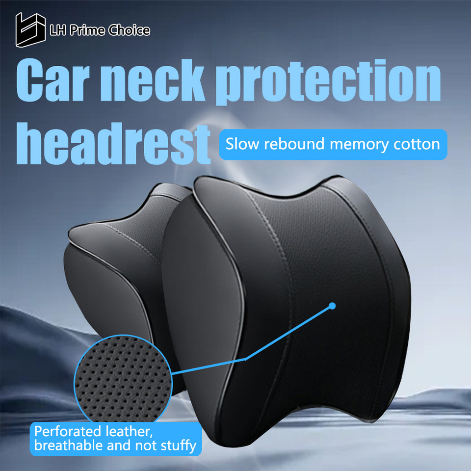  Car neck pillow with memory foam that fits snugly against the neck comfortable and breathable leather headrest car accessories 