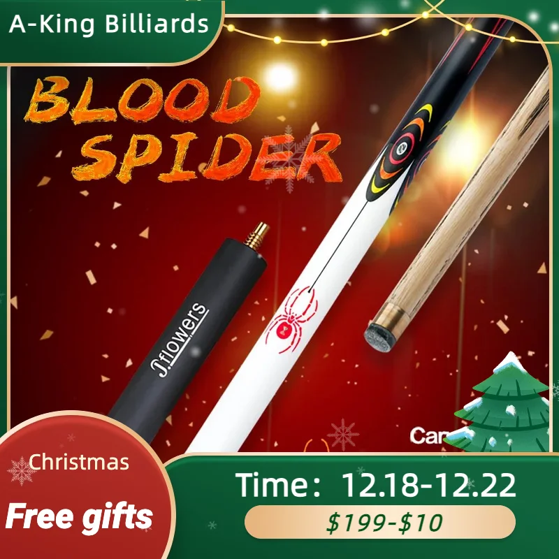 

Jflowers Blood Spider Billiard One Piece Snooker Cue Ash Wood Shaft Real Inlay Black Technology Snooker Billiard with Extension