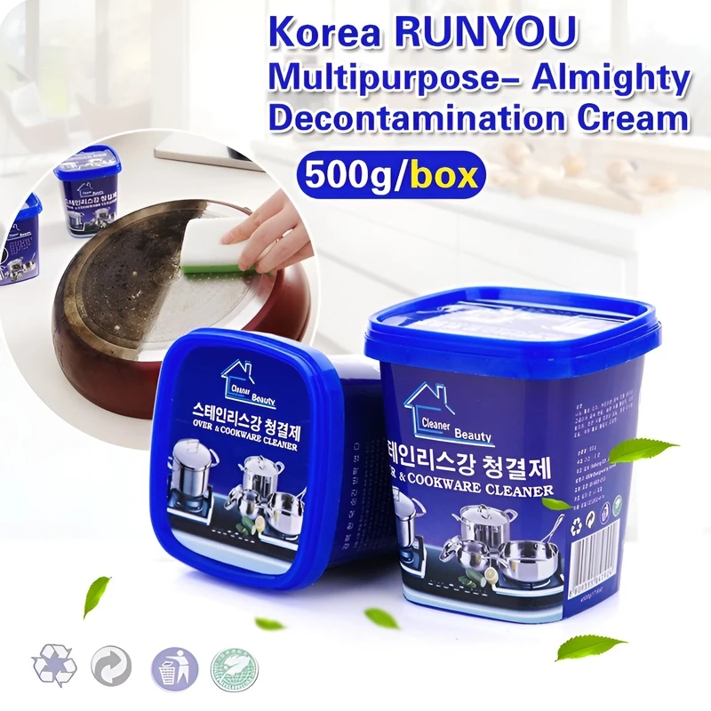 500/1000ml Stainless Steel Cleaning Cream Kitchenware Stain Dirt Cleaner Washing Pot Bottom Scale Pan Rust Removal Suitable Kitc