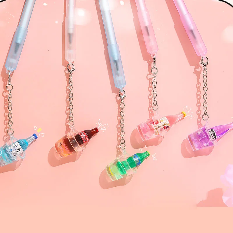 

36 pcs/lot Creative Soda Pendant Gel Pen Cute 0.5mm Black Ink Signature Pens Stationery Gift Office School Writing Supplies