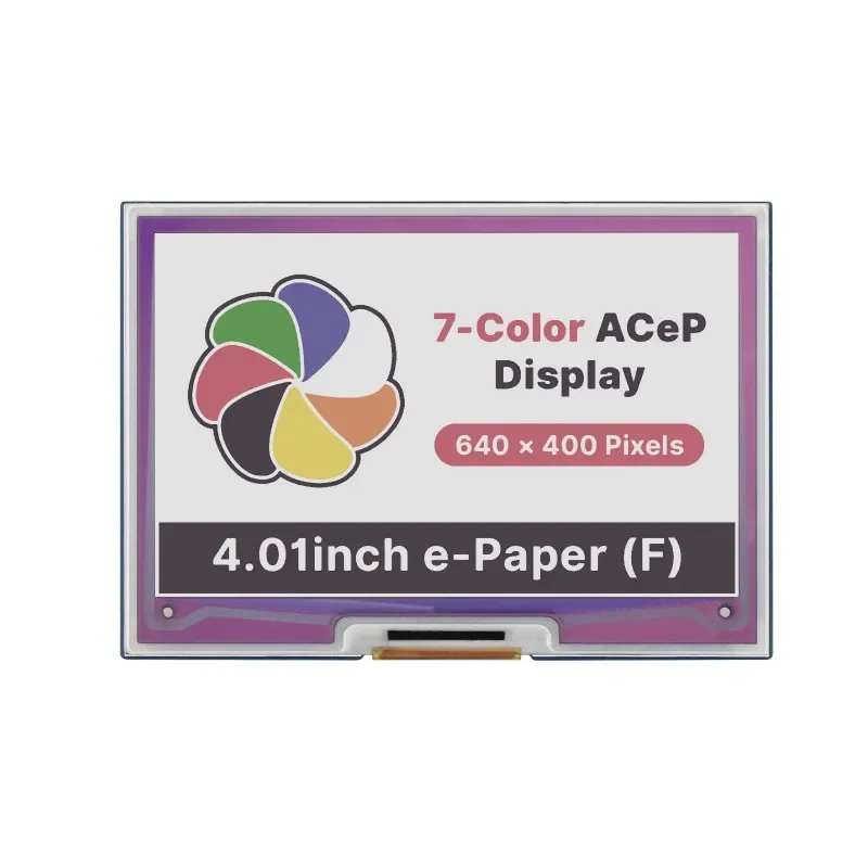 

4.01inch ACeP 7-Color E-Paper E-Ink Display HAT for Raspberry Pi 640×400 Pixels