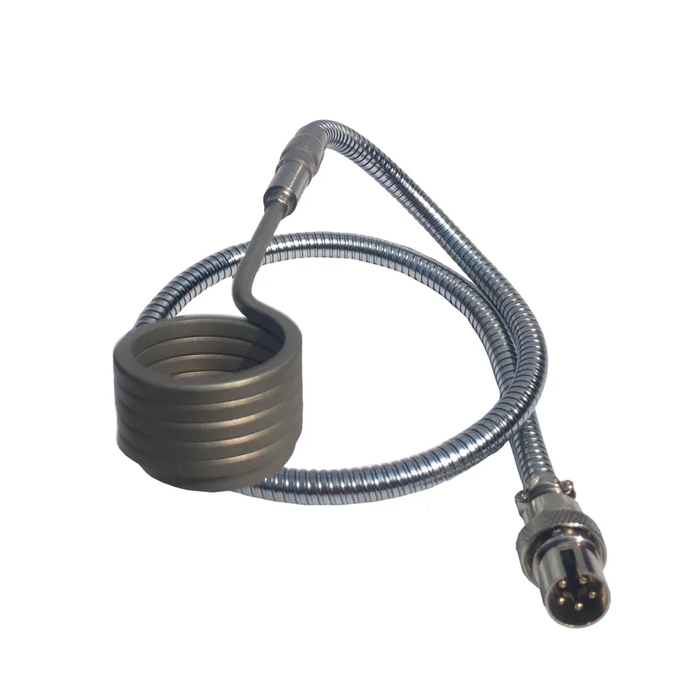 20/25mm axial heater coil with metal gooseneck fexible serpentine tubes and GX16 5 Pin DEN plug fit for dual switch PID controll heating resistance coil