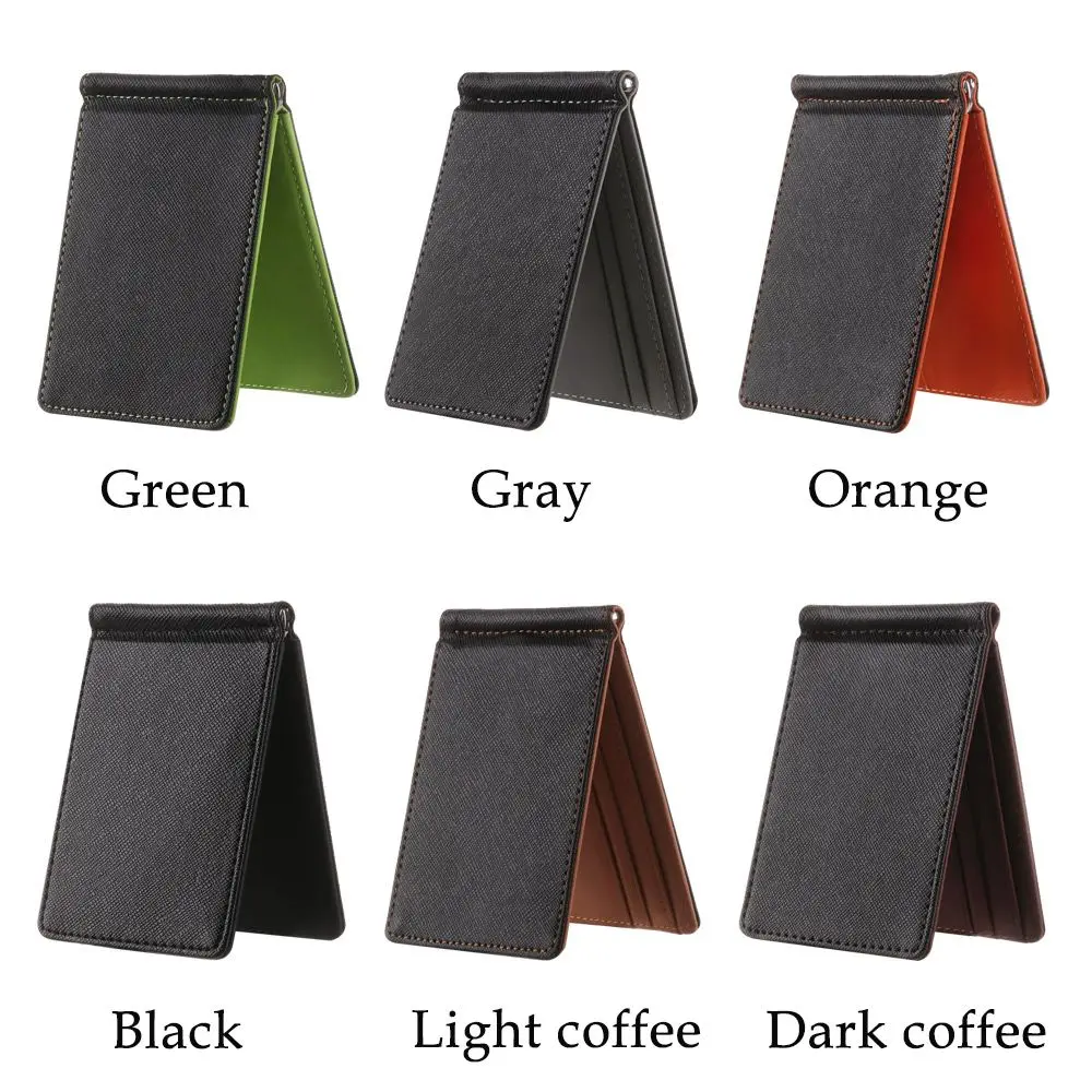 Business Sollid Thin Wallet Credit Card Bifold Money Clip Short Skin Purses ID Card Holder Men Wallet 6