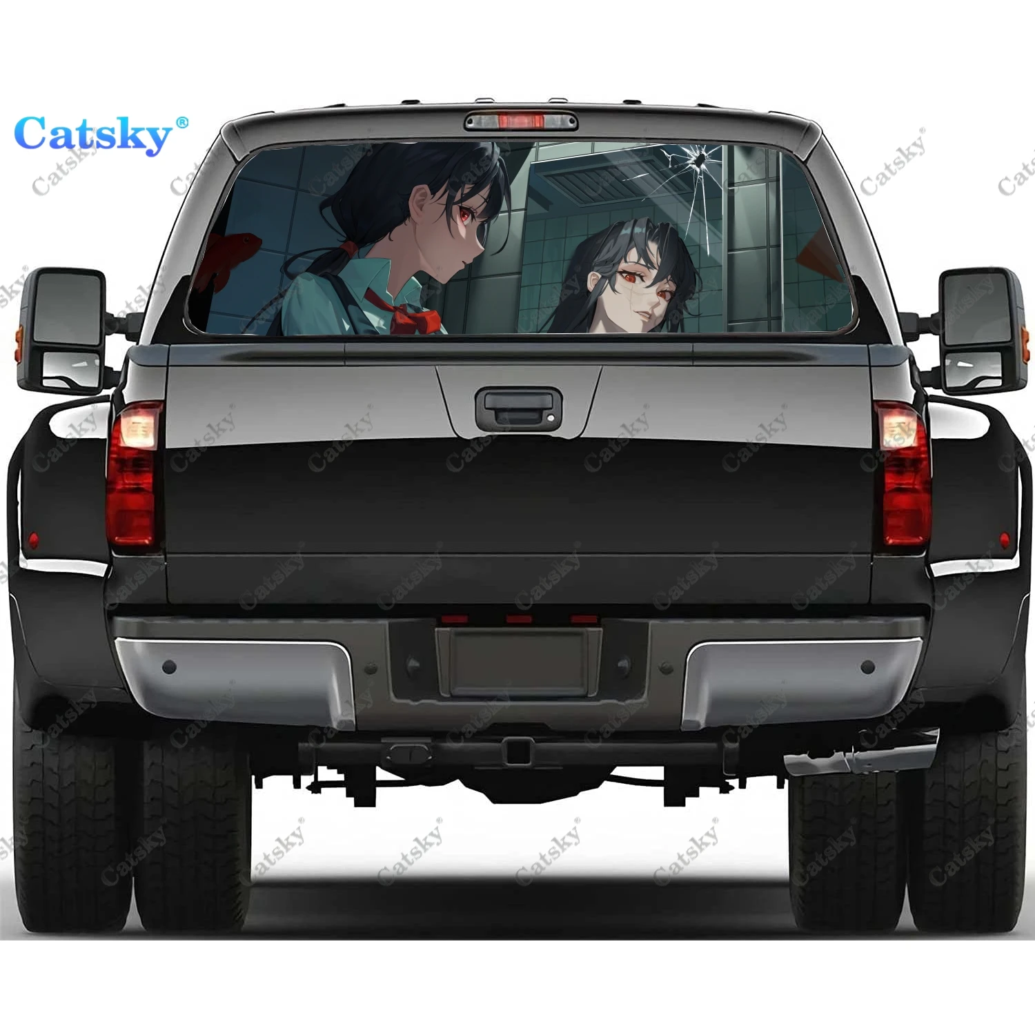 

Chainsaw Man Rear Window Decals for Truck,Pickup Window Decal,Rear Window Tint Graphic Perforated Vinyl Truck Sticker