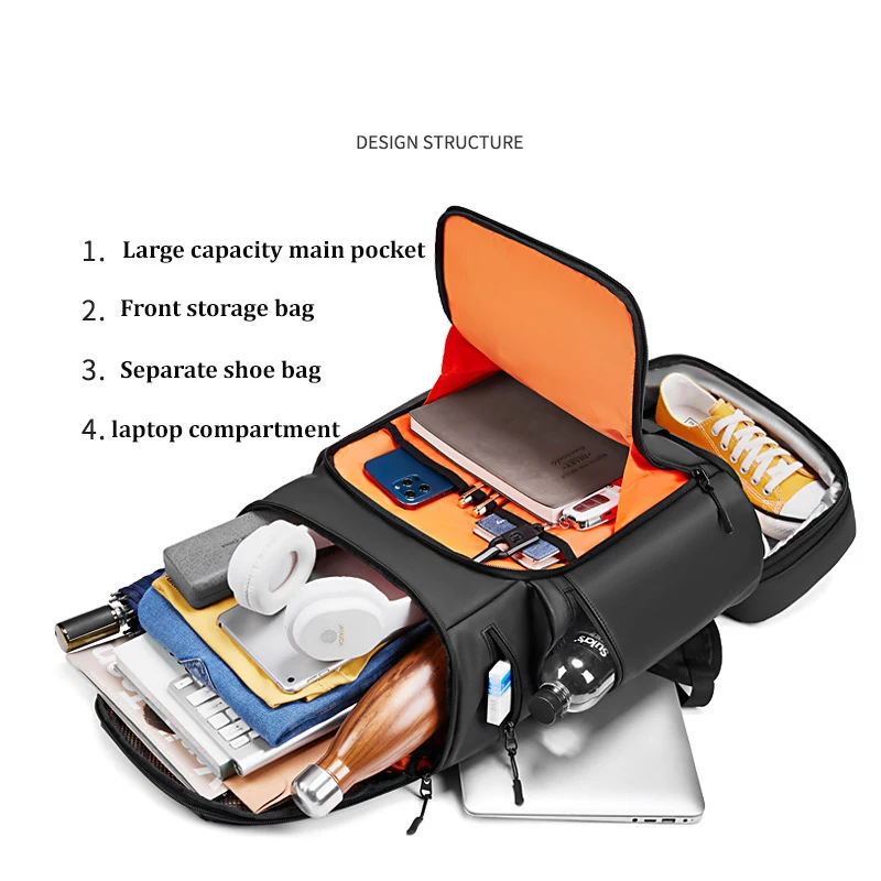 Waterproof Backpack Mens Backpack Travel Hiking backpack for Men 50L Large capacity trekking bag outdoor waterproof 17 Inch Laptop Backpack creative With shoe bag
