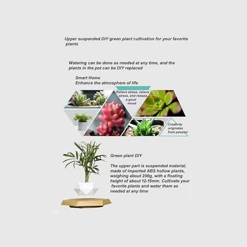 Levitating Magnetic Suspension Flower Pot Rotating Planters Creative Gift Home Office Decor Floating Plant Pot Floors Clearing
