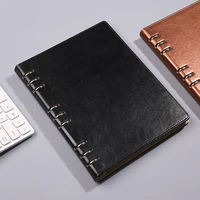 Блокнот формата B5 с 9 отверстиями, металлическим переплетом, водонепроницаемой кожаной обложкой и сменными толстыми страницами для офиса и школы — изображение 2