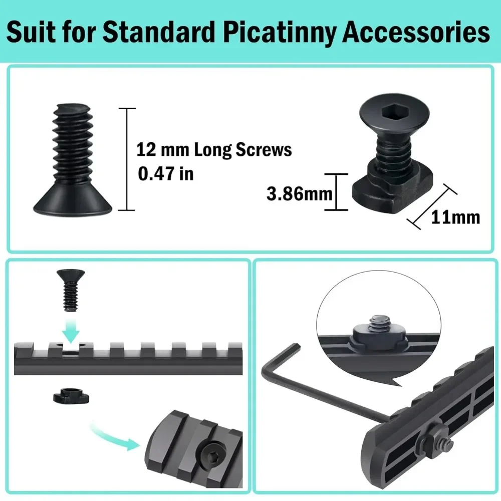 M-LOK Screw and Nut Replacement Rails T-Nut Screw Replacement Set MLOK Handguard Rail Sections Hunting Gun Accessories 10pcs m lok screw replacement set