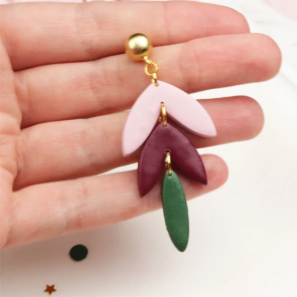 Earrings Clay Mold DIY Leaves Earrings Pendants Mould Soft Pottery Clay Cutter Handmade Jewelry Embossing Tools
