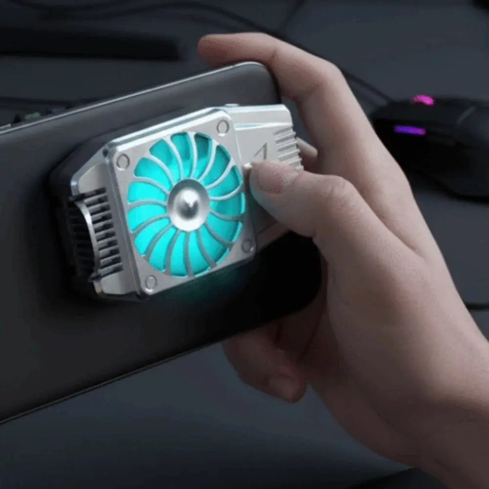 블루 라이트 휴대폰 쿨러, 공기 냉각식 충전식 휴대용 게임용 방열판, 백 클립 무소음 9팬 라디에이터