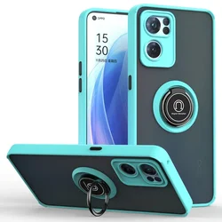 Durable Ring Holder Phone Case with Anti-Shock Protection - Versatile Back Cover for OPPO A74 4G (SKY BLUE)